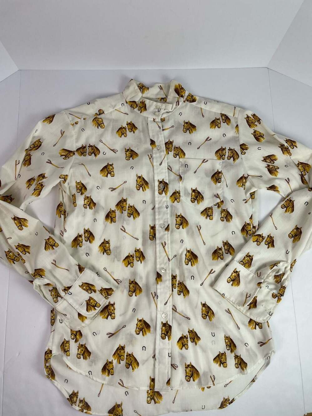 The Ratcatcher Vintage Equestrian Horse Print Button Down Shirt Size 34